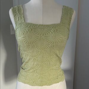 Green Textured Sleeveless Top